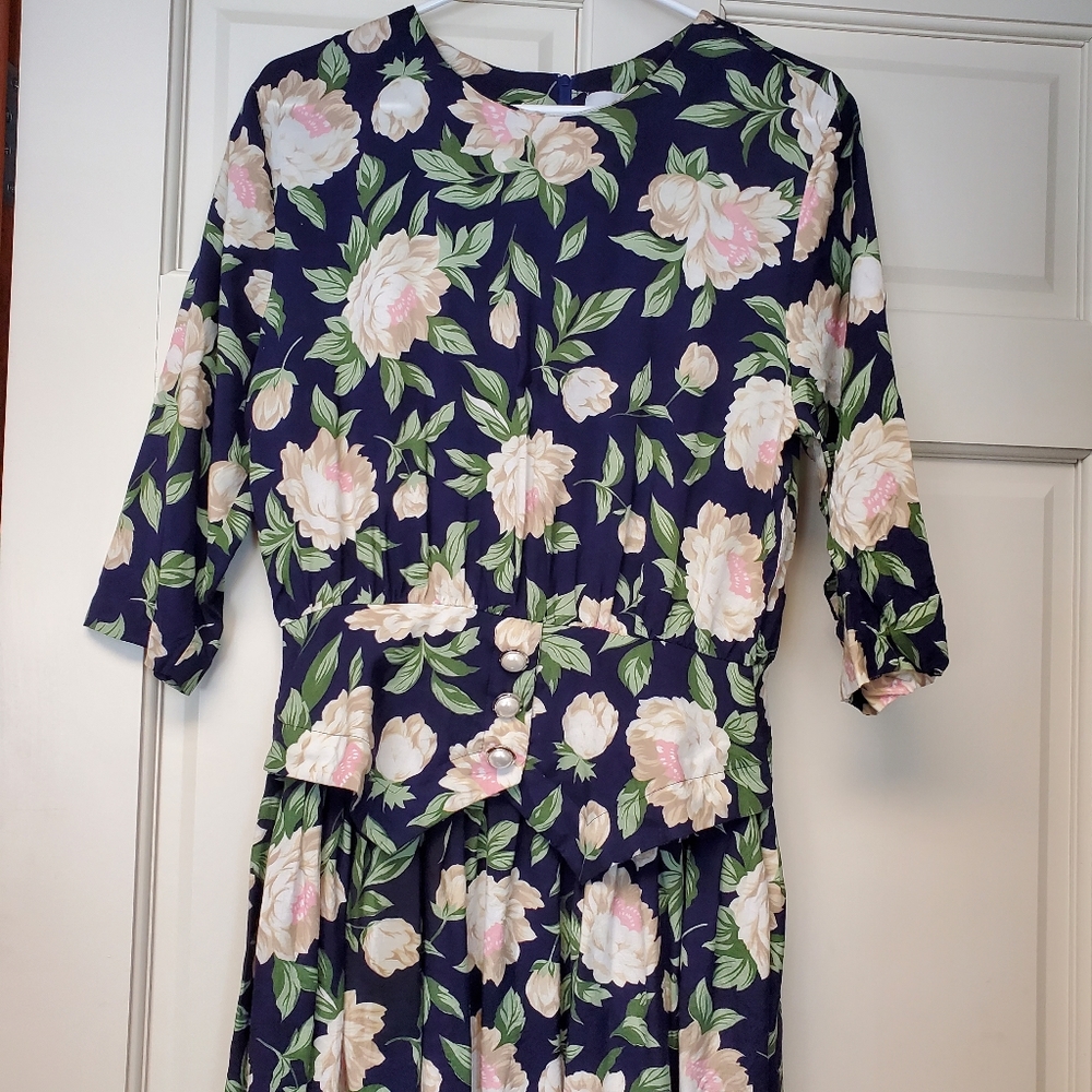 Vintage floral peplum dress